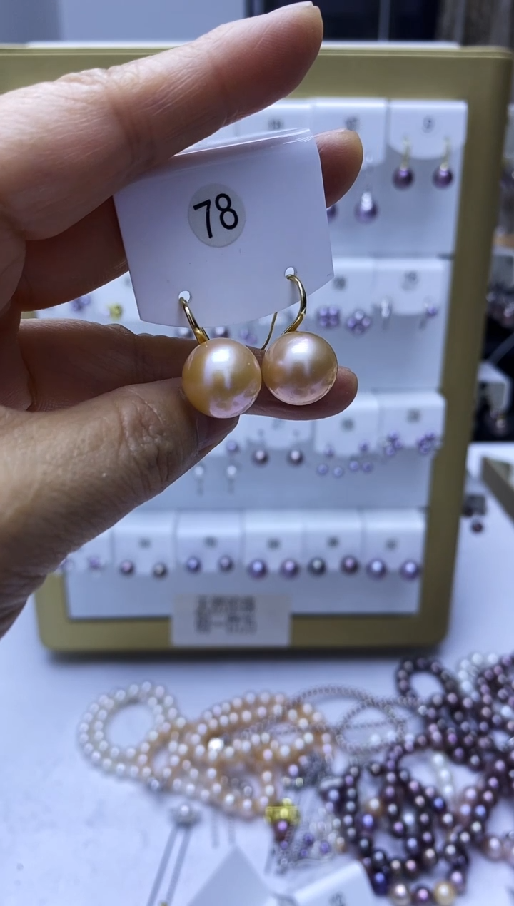 银S925镶嵌耳饰淡水珍珠78