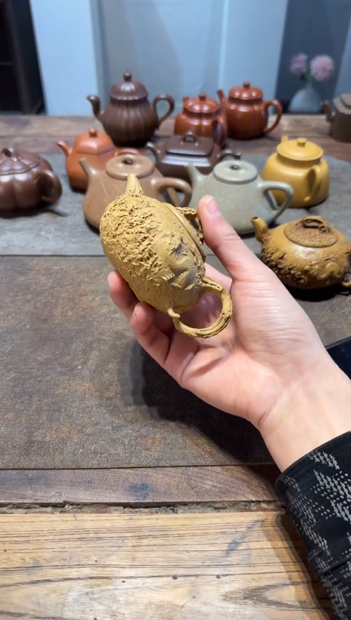 茶壶紫砂f***t隐龙供春 黄金段