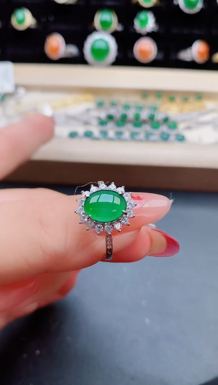 【闪购商品】翡翠戒指银S925镶嵌80550