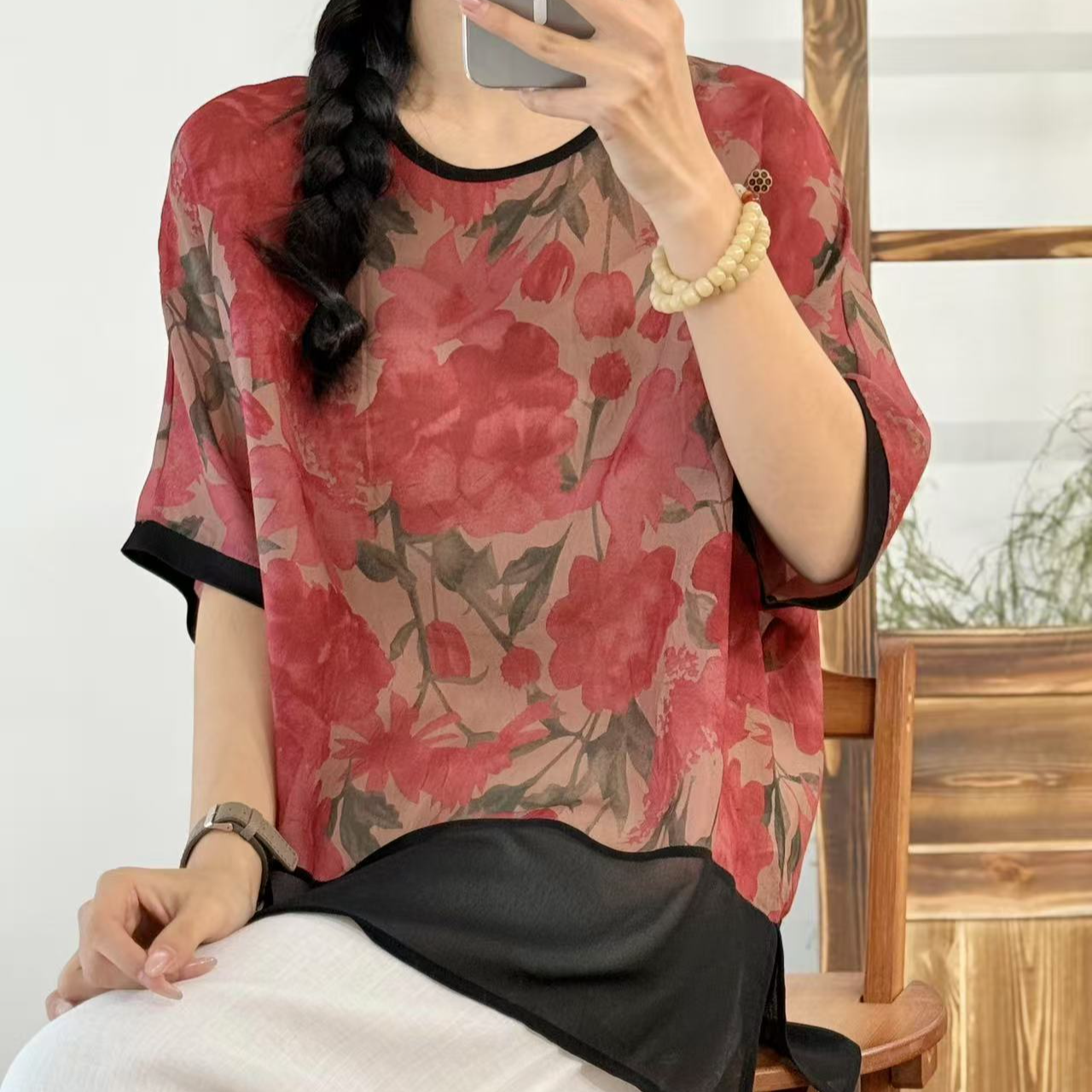 8954新款夏季优雅减龄文艺洋气上衣衬衫QZ