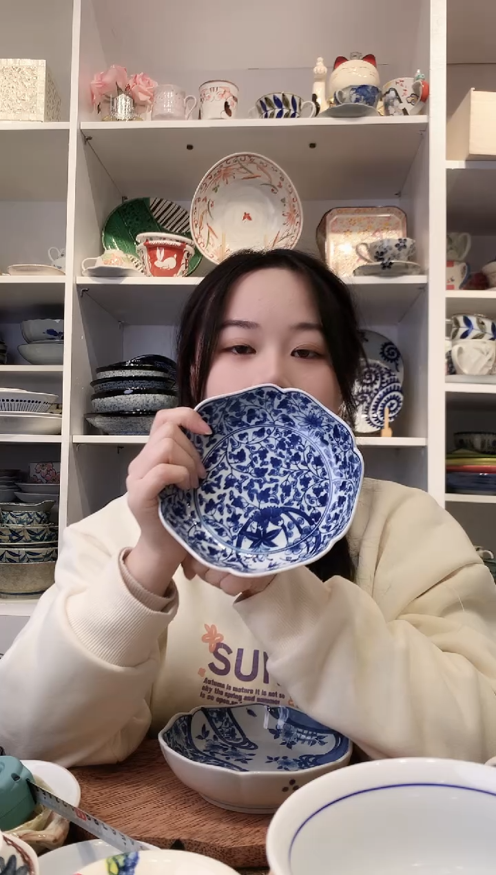 陶瓷【孤品】有田烧钩藤深盘15cm