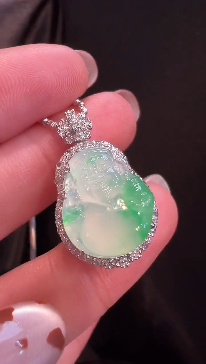 吊坠(不含链)18K金镶嵌翡翠AL6