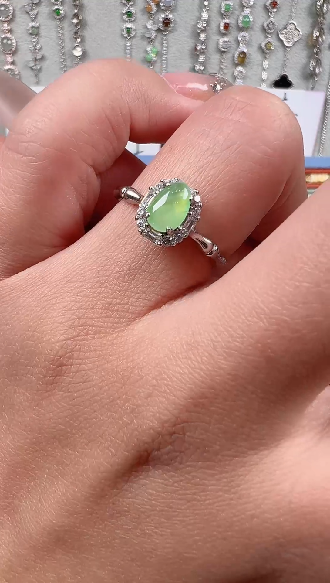 【闪购商品】翡翠戒指银S925镶嵌天然缅料保a保真保天然