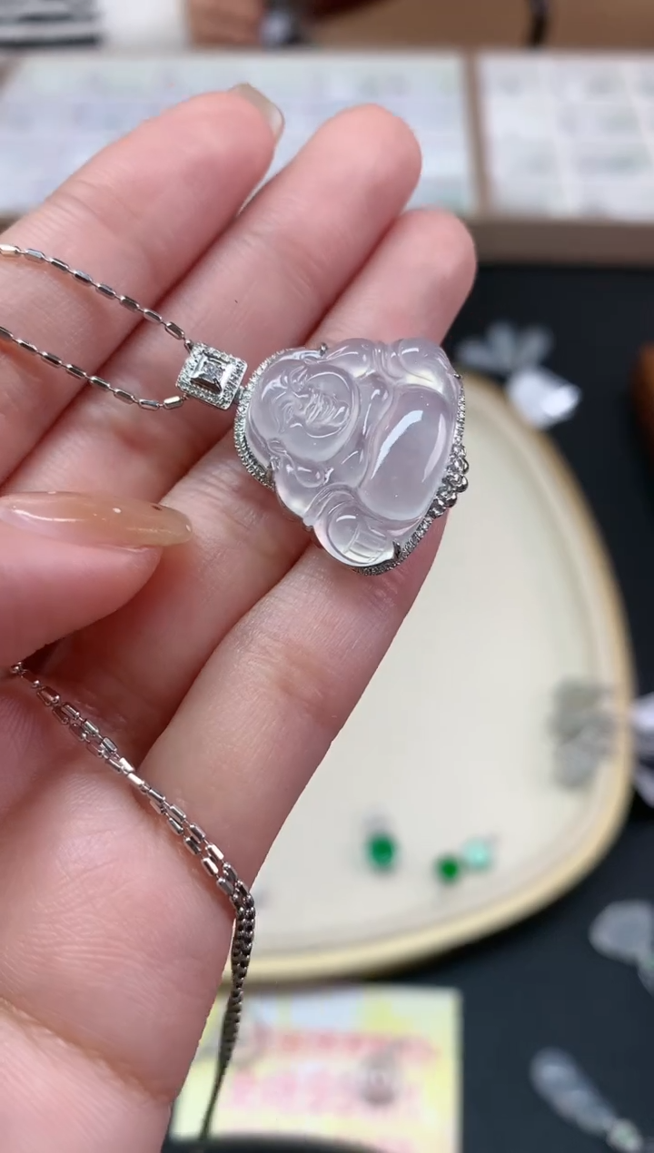 【闪购商品】翡翠吊坠(不含链)18K金镶嵌吊坠A253|5500