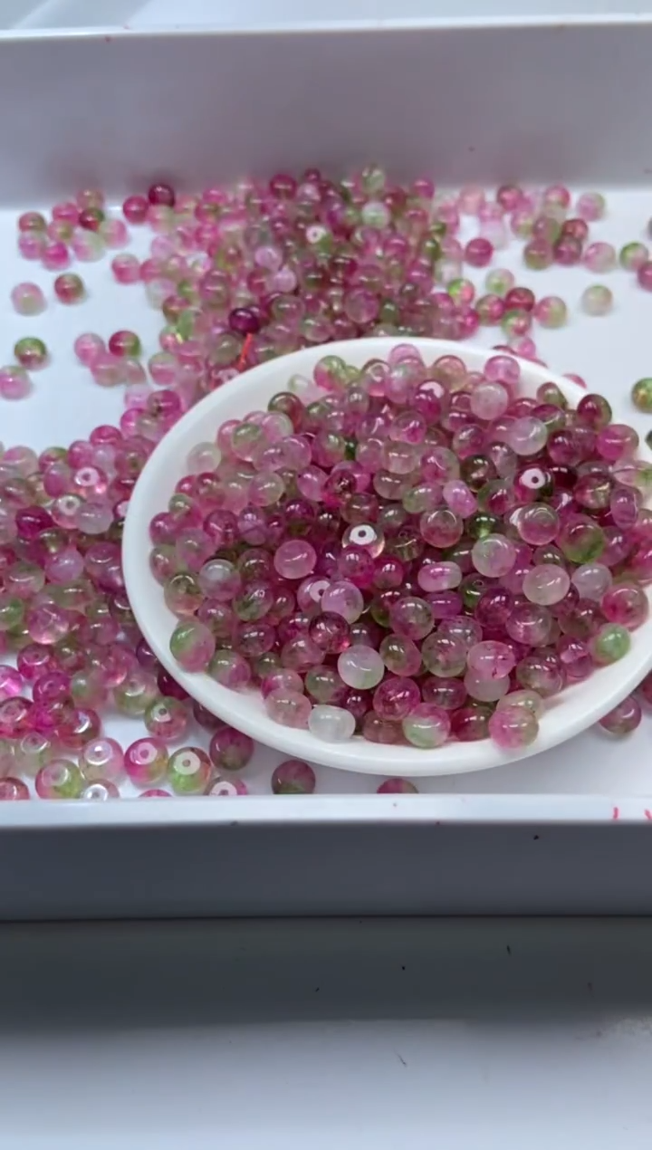 颈饰未镶嵌水晶W3275-西瓜碧玺算盘8*5mm*18颗