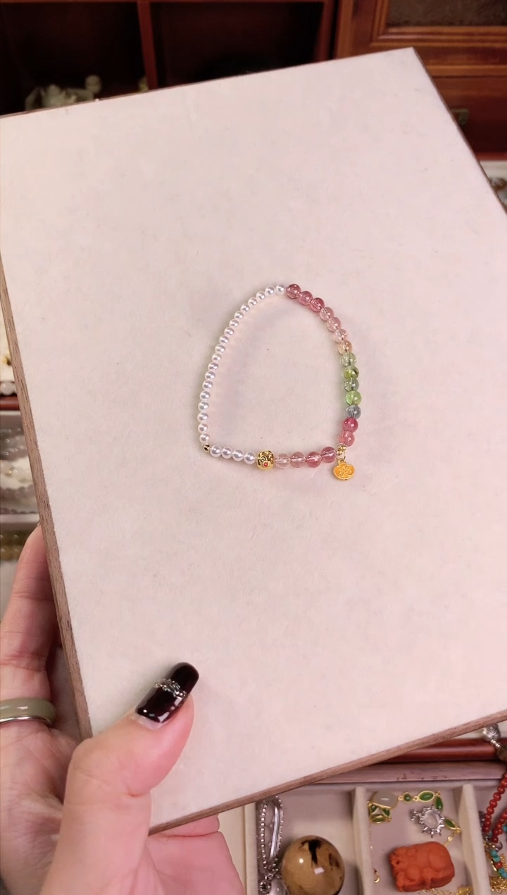 【闪购商品】碧玺淡水珍珠未镶嵌拍品级全透体碧玺搭配18k