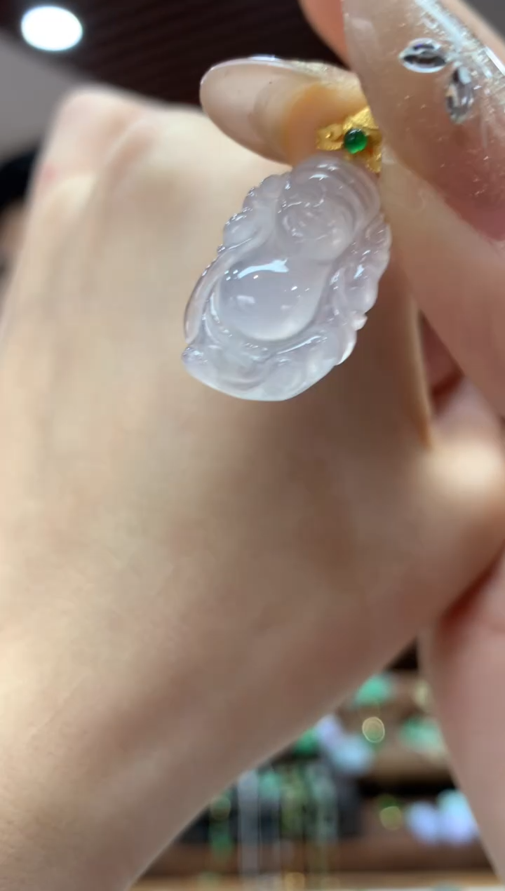 【闪购商品】翡翠吊坠(不含链)18K金镶嵌财神