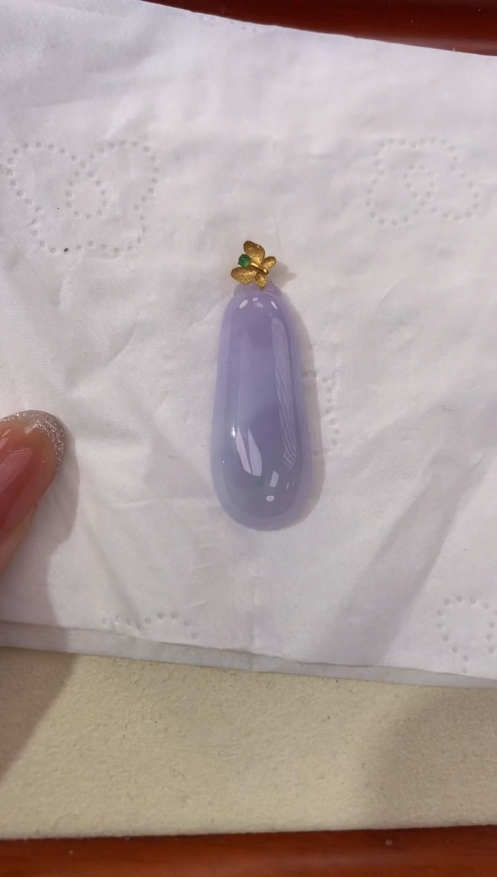 【闪购商品】翡翠颈饰18K金镶嵌天然缅甸a货翡翠