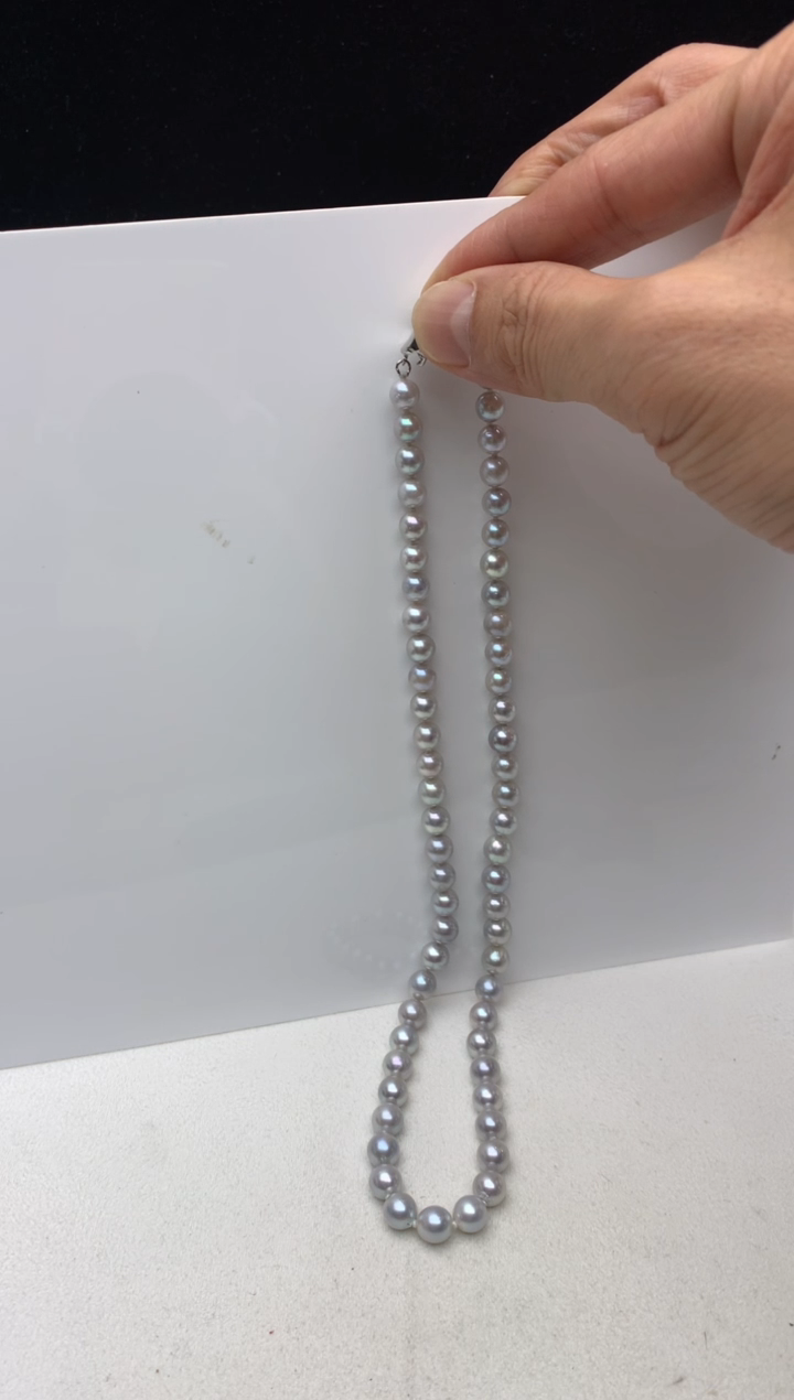 银S925镶嵌ff海水珍珠akoya灰珠串链