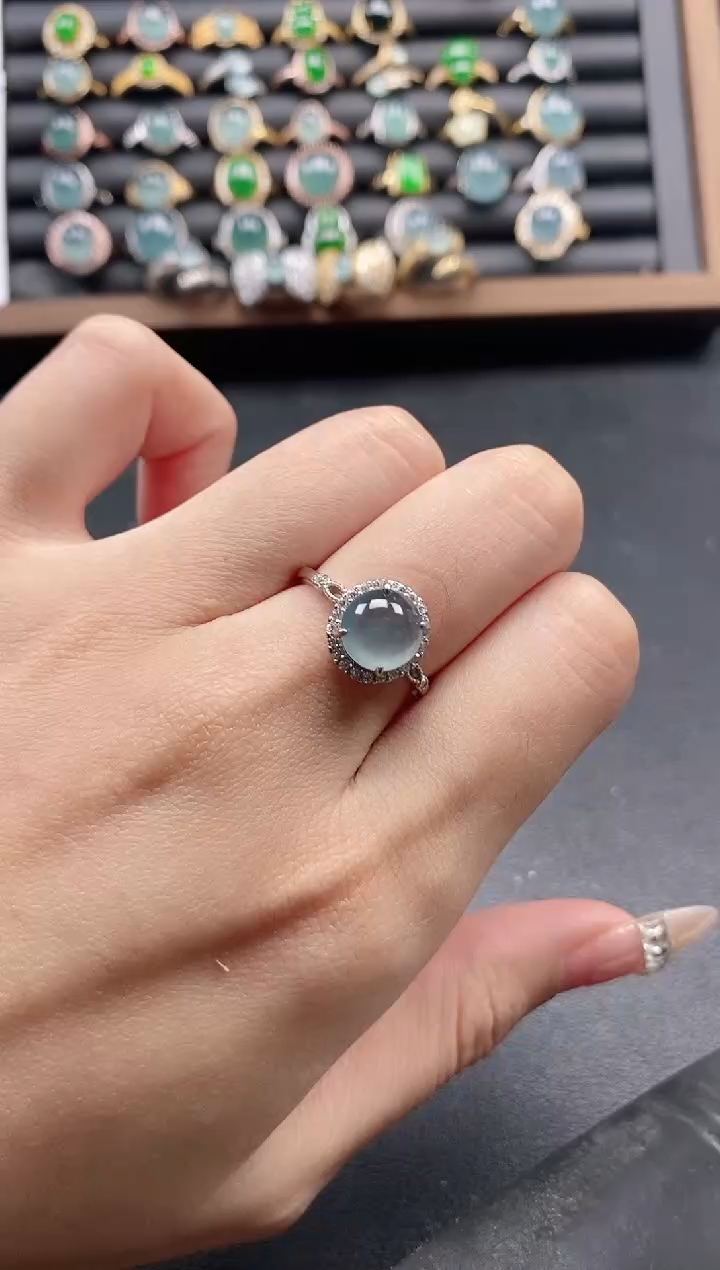 银S925镶嵌戒指翡翠51511