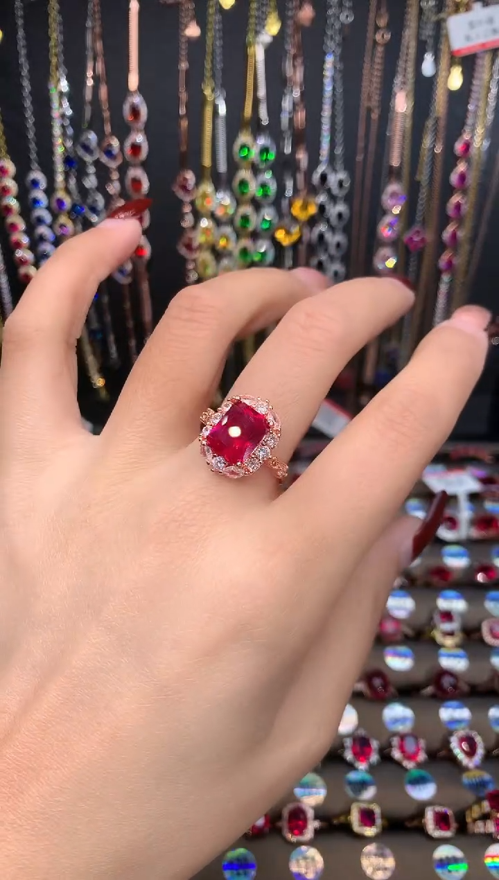 【闪购商品】红宝石戒指银S925镶嵌8.10