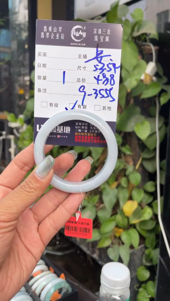 【闪购商品】翡翠手镯未镶嵌C 53+正圈--93555