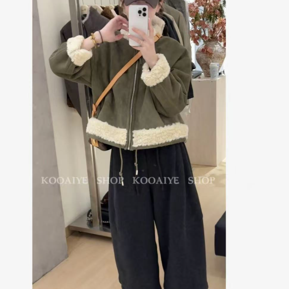 【洋气暖暖】冬季新款韩系休闲宽松百搭时尚显瘦两面穿短上衣