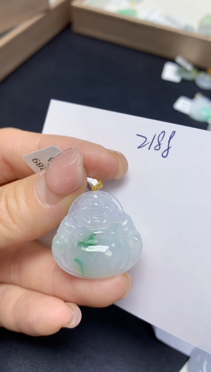 【闪购商品】翡翠挂件18K金镶嵌 天然翡翠A货