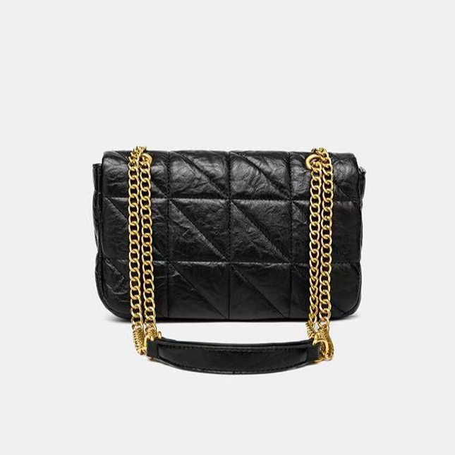 欧美复古磁扣双根小方包单肩包流浪单肩女士链条包