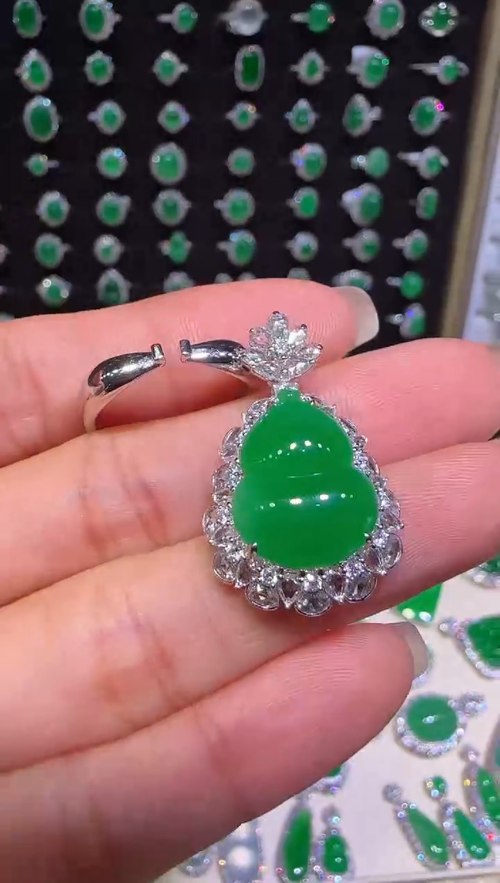 【闪购商品】翡翠戒指18K金镶嵌戒指两用