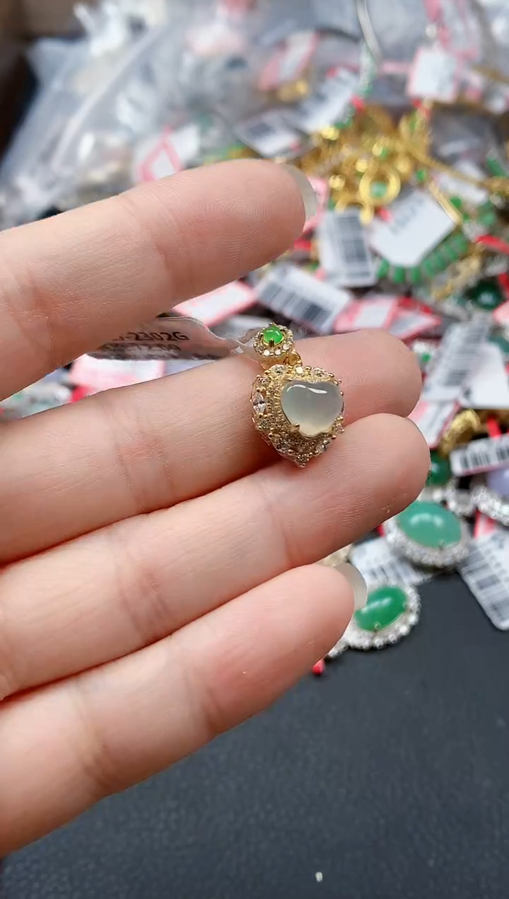 银S925镶嵌戒指翡翠天然A货缅甸翡翠