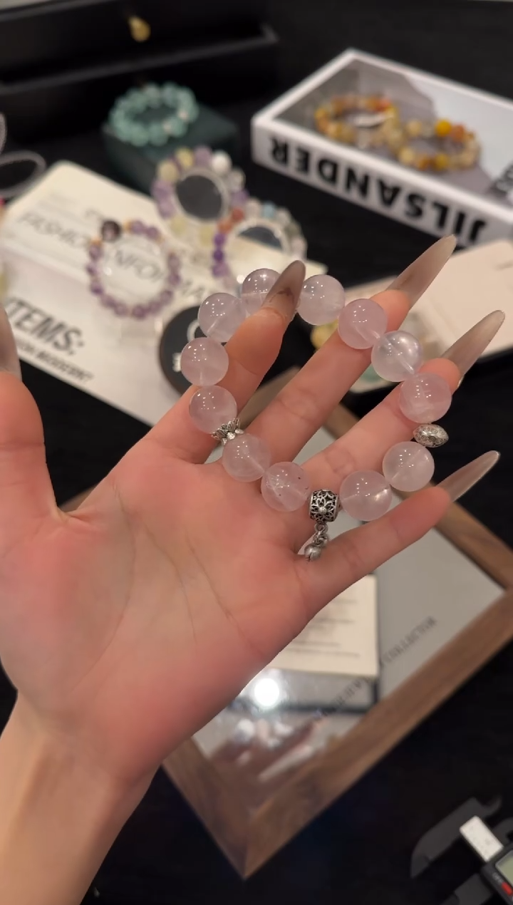 合金手链水晶粉水晶x2963