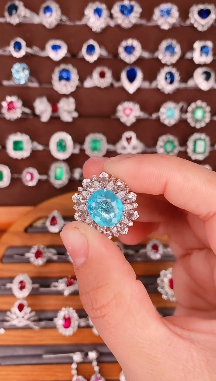 【闪购商品】帕拉依巴碧玺18K金戒指18K金镶嵌拆分订单2笔