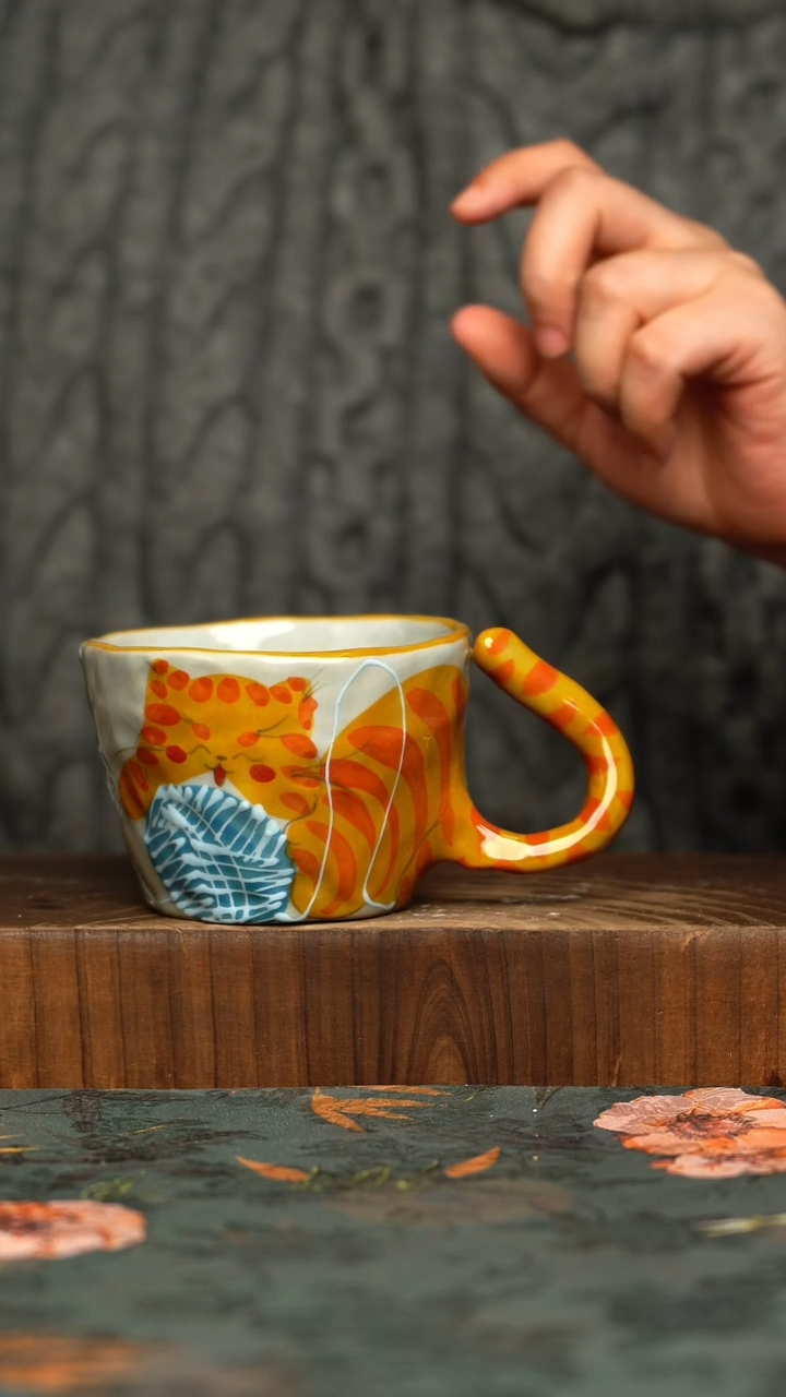 杯釉下彩手工手绘同款陶器     