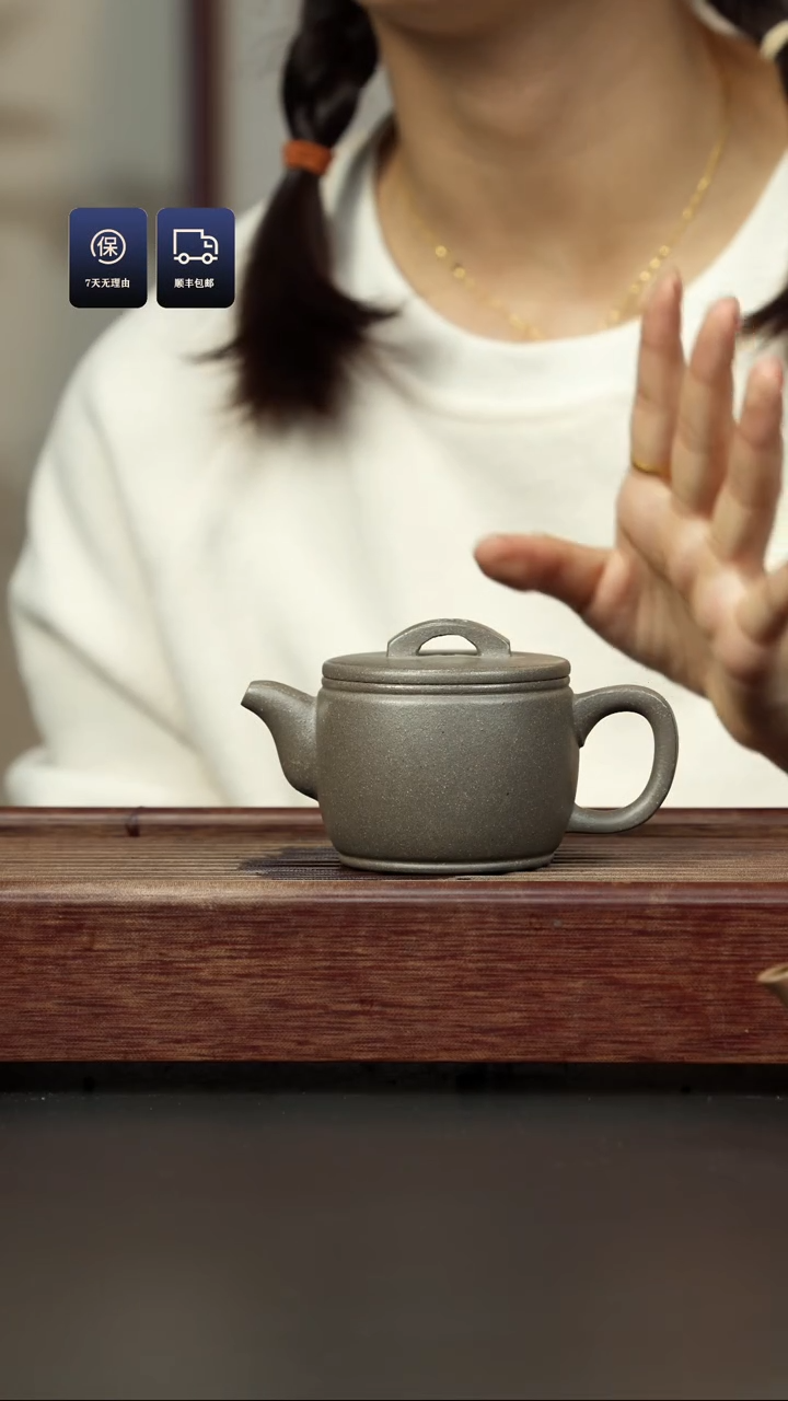 【闪购商品】紫砂茶壶鲨皮青 折嘴汉瓦