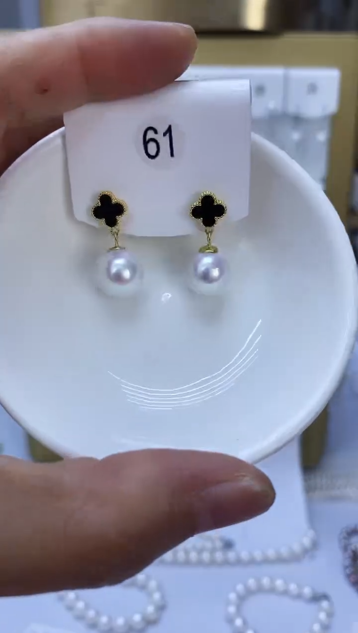 银S925镶嵌耳饰淡水珍珠61