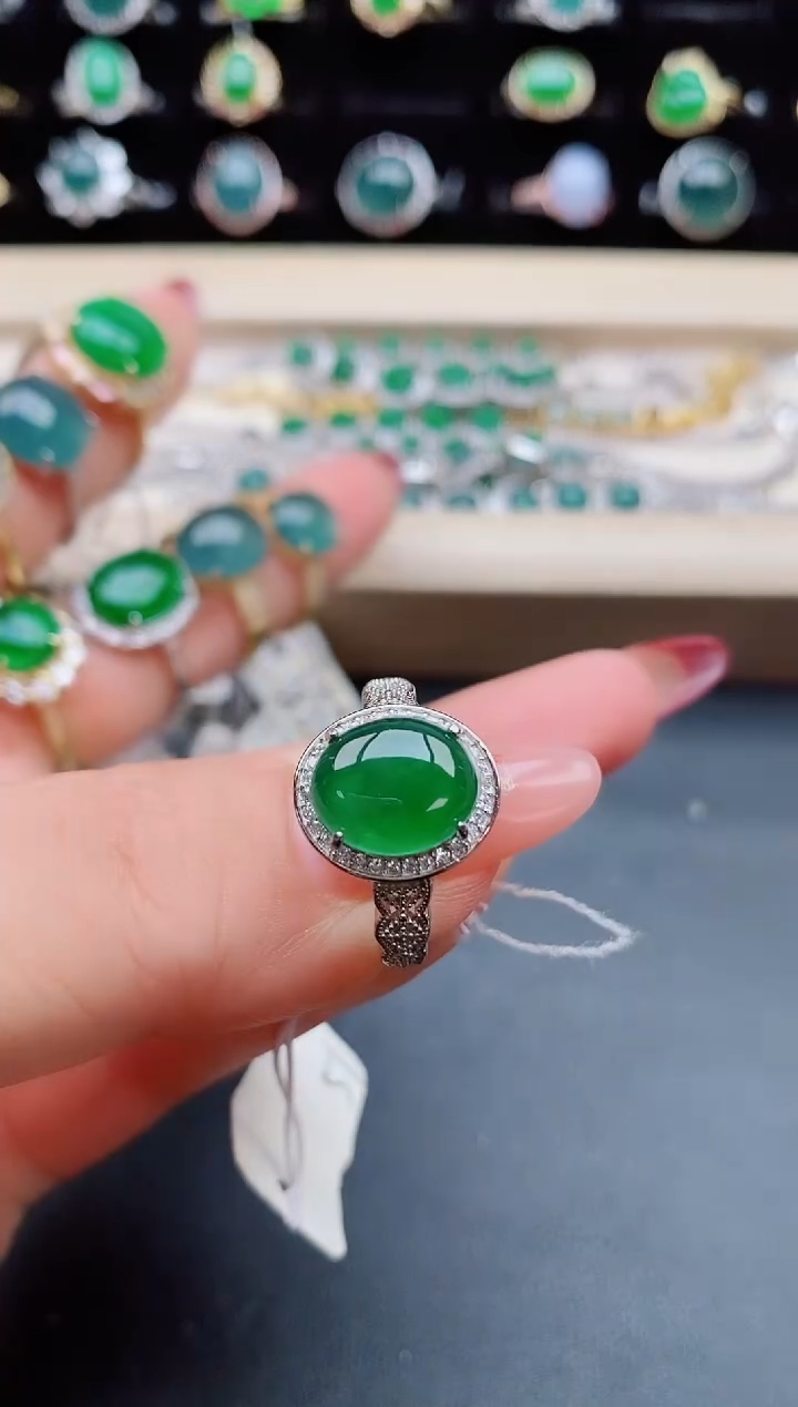 【闪购商品】翡翠戒指银S925镶嵌5080505
