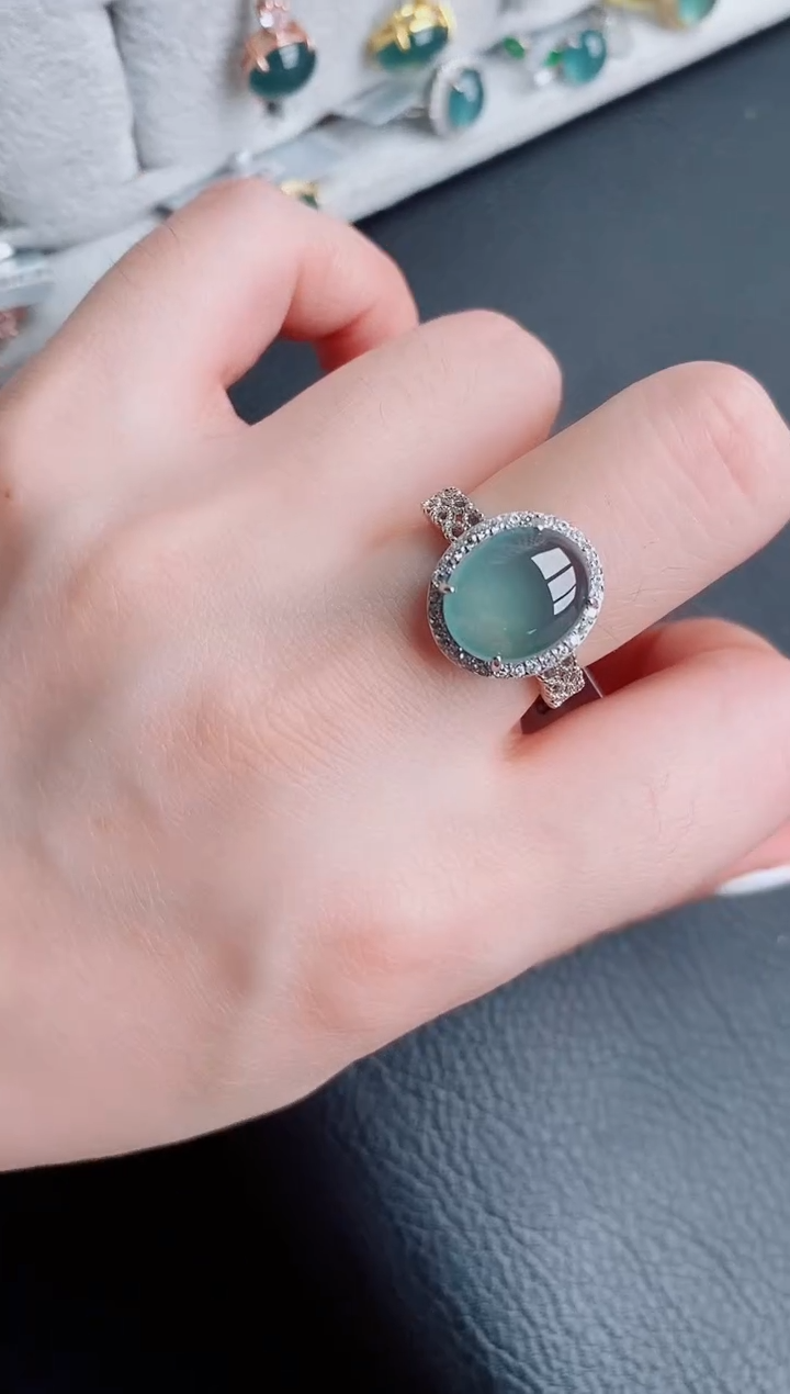 【闪购商品】翡翠戒指银S925镶嵌天然a货翡翠220