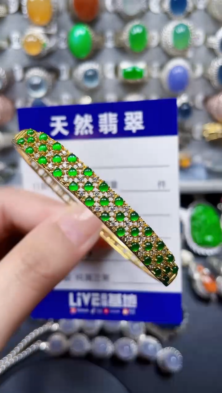 银S925镶嵌手镯翡翠163