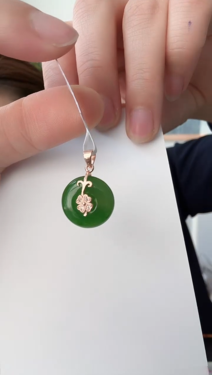 【闪购商品】和田玉w银S925镶嵌平安扣吊坠