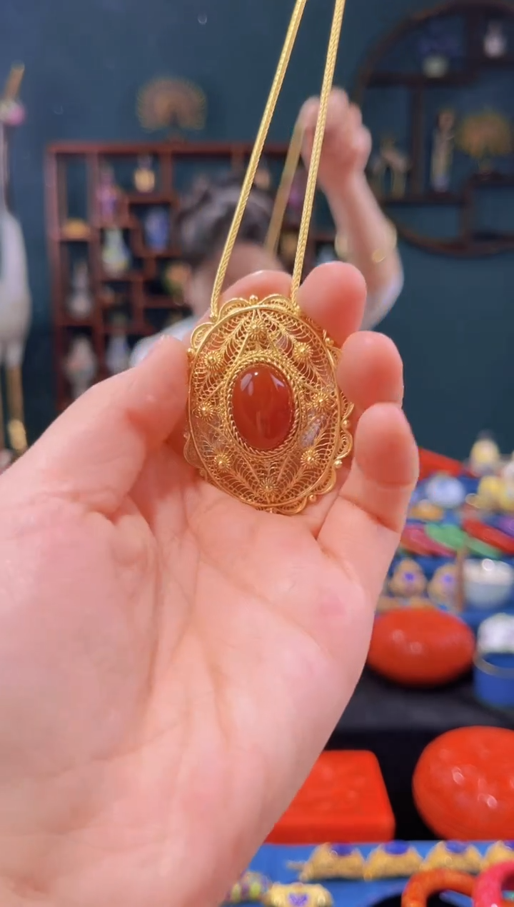 【闪购商品】非遗花丝吊坠+链子