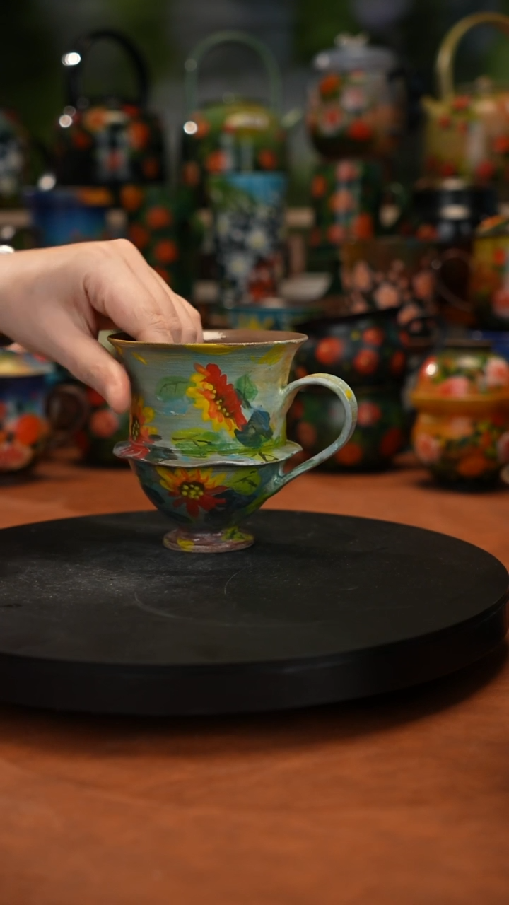 紫砂油画手绘釉下彩