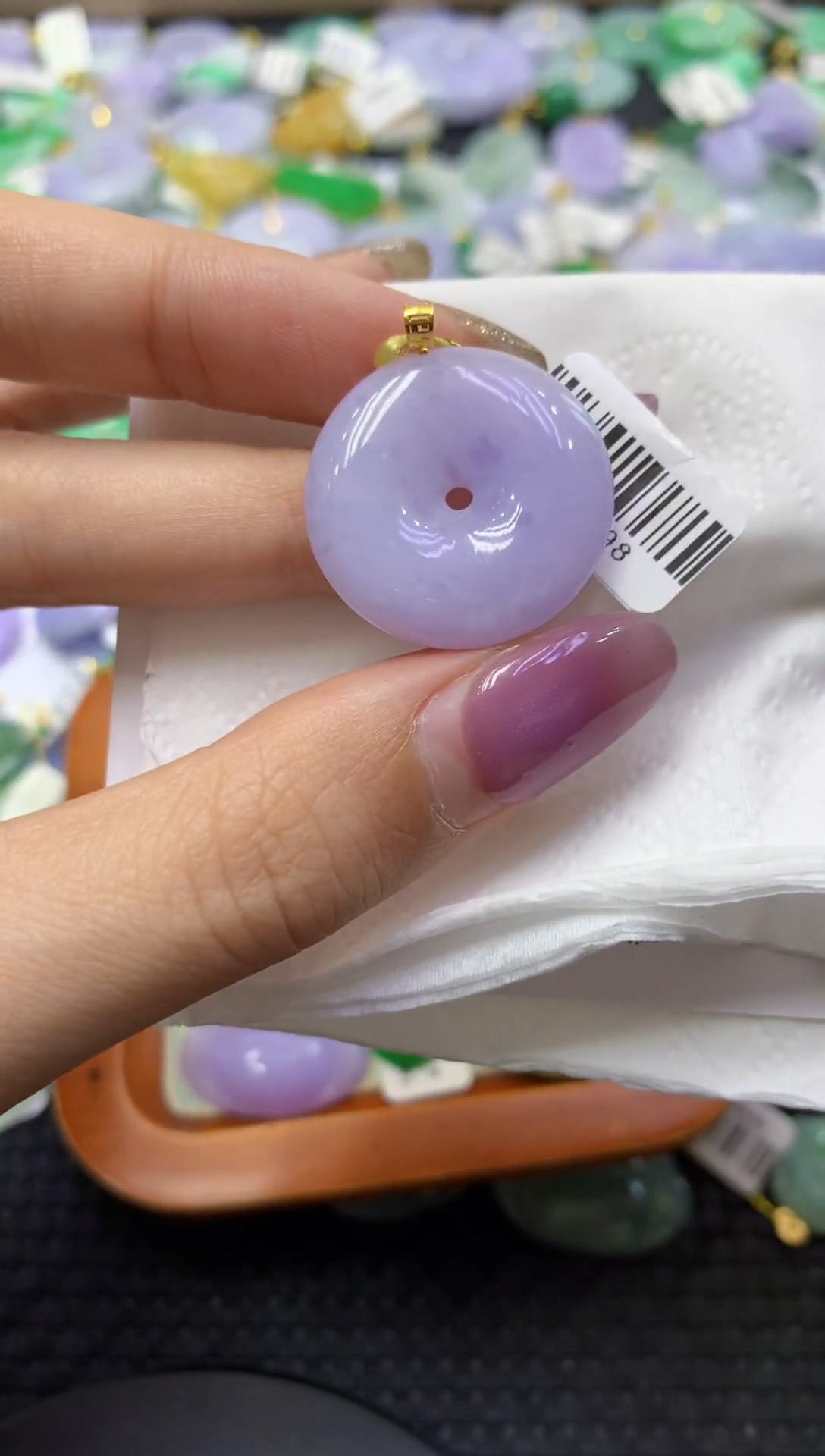 颈饰18K金镶嵌翡翠天然缅甸翡翠A货