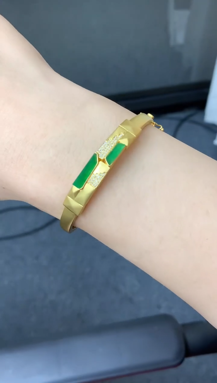 翡翠手镯18K金镶嵌324-中国好珍宝