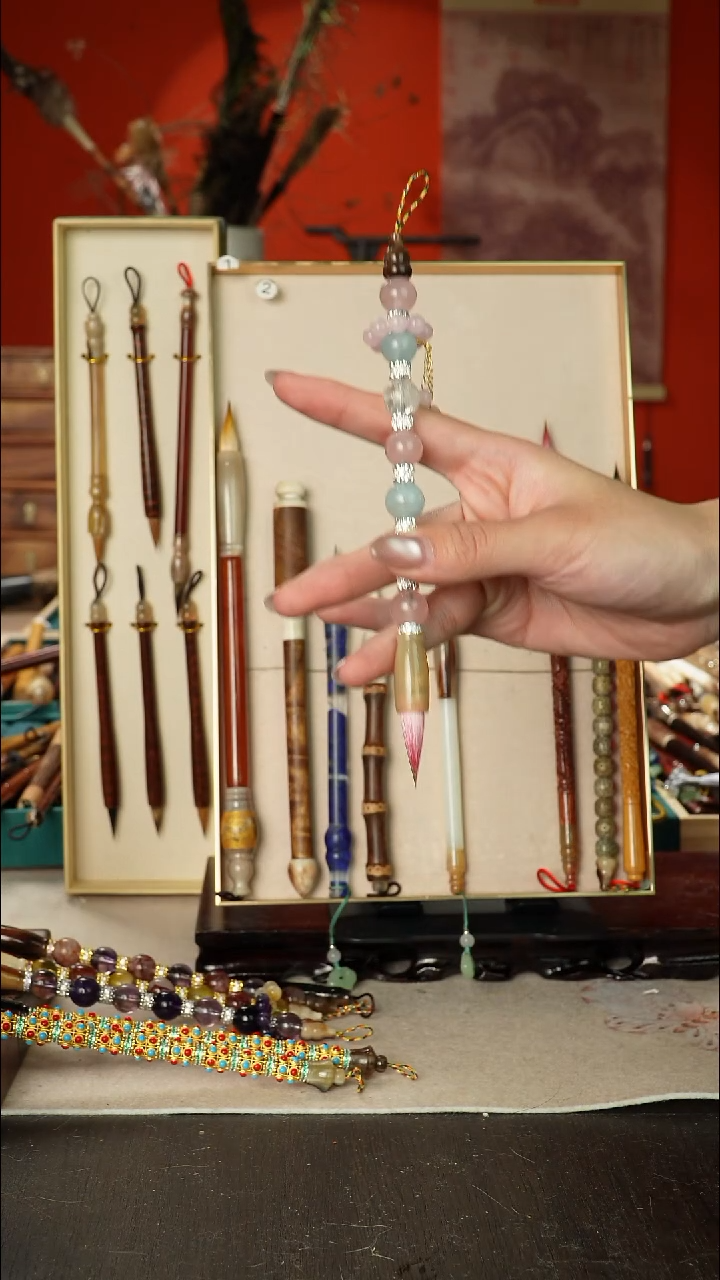 139号闪孤品高货毛笔链接 清水试笔 蘸墨不退