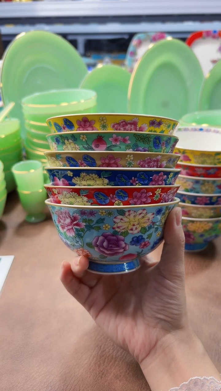 珐琅4.5英寸饭碗6个景德镇餐具