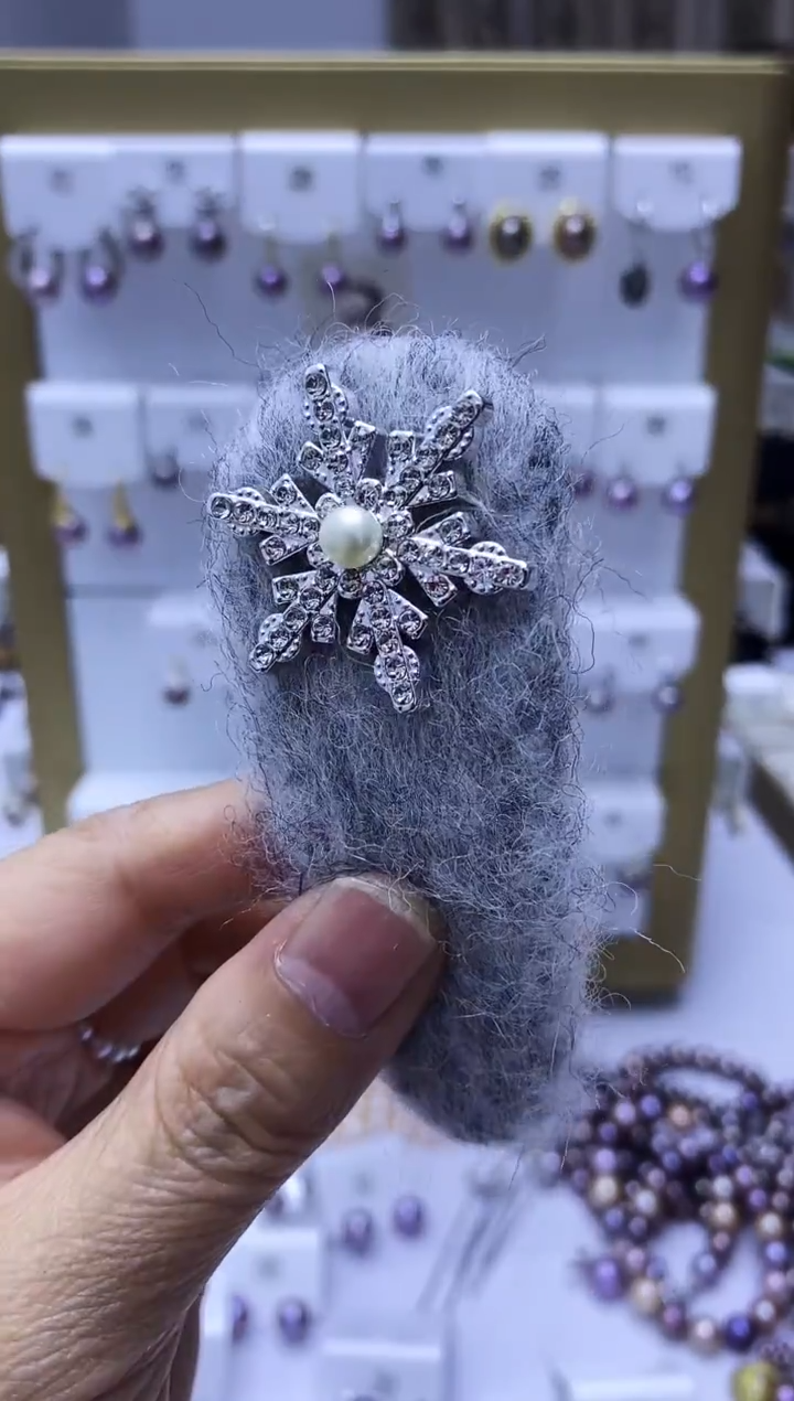 未镶嵌发饰淡水珍珠灰色发卡