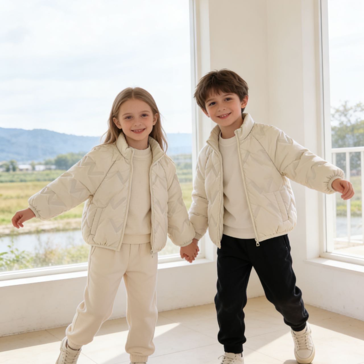 37112高端专享冬季轻薄羽绒服米色