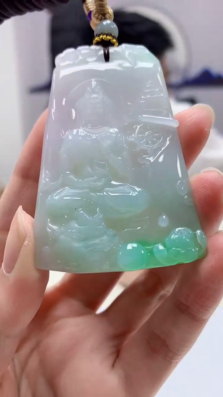 【闪购商品】定制翡翠未镶嵌5028zm-毛货挂件观音230