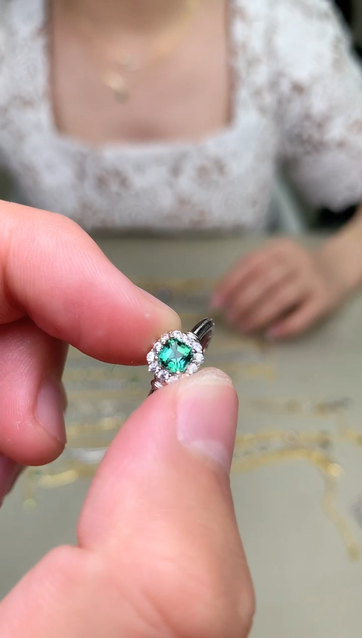 碧玺戒指银S925镶嵌戒指