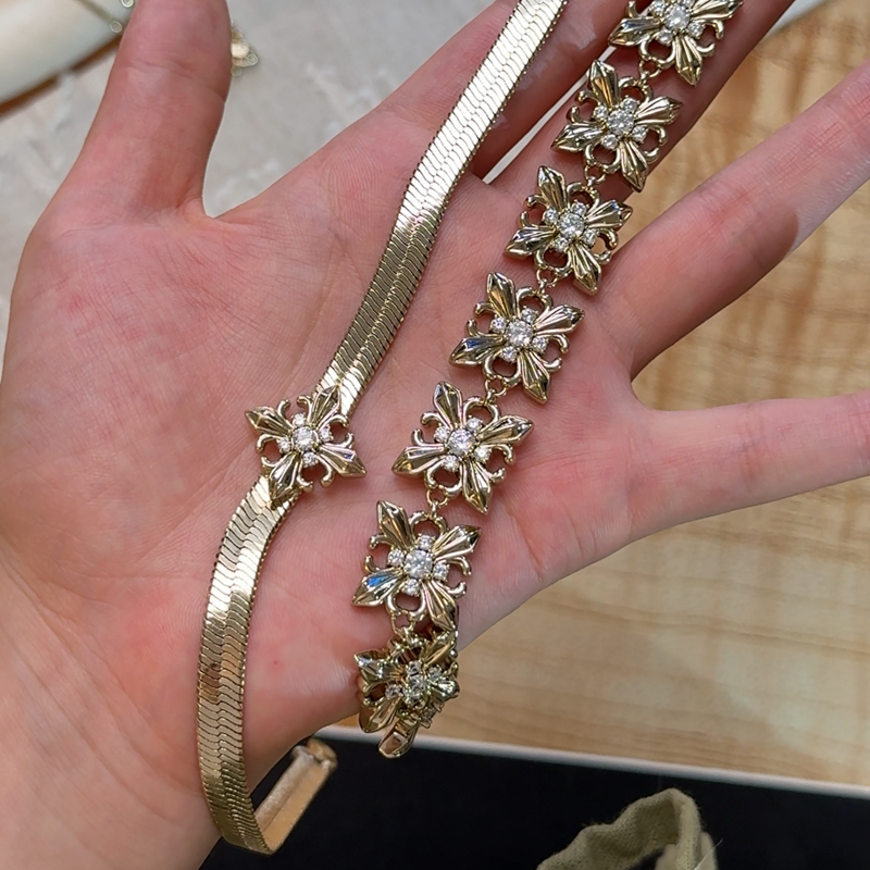 黄铜项链 【蒙克丽娜】小众设计设计师款法式蛇骨串联镶嵌项链