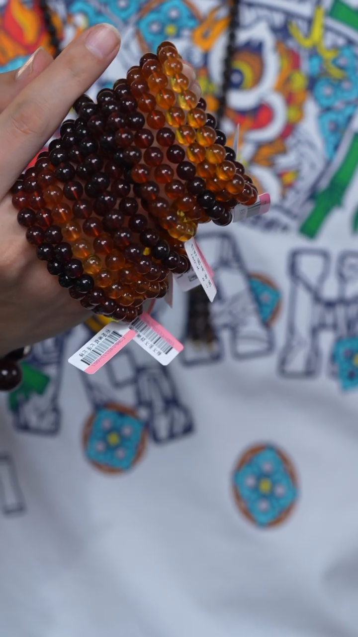 【闪购商品】琥珀手串未镶嵌灵草珀彩虹手串/多样性发其一