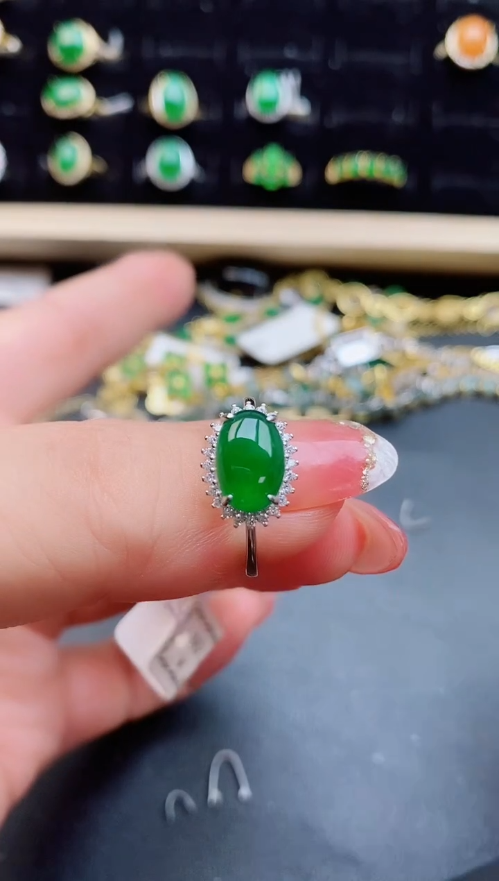 【闪购商品】翡翠戒指银S925镶嵌50800