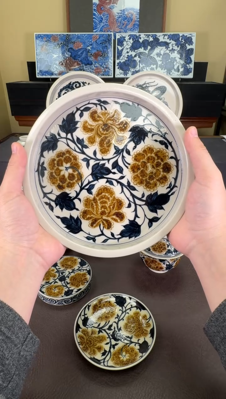 【闪购商品】二号釉牡丹纹壶承