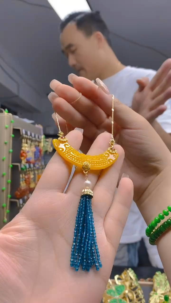 【闪购商品】翡翠耳饰合金86翡翠锁骨链