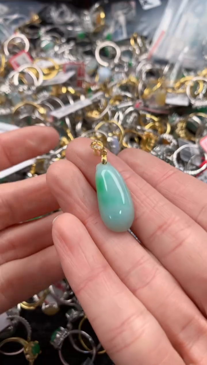 银S925镶嵌戒指翡翠666   2