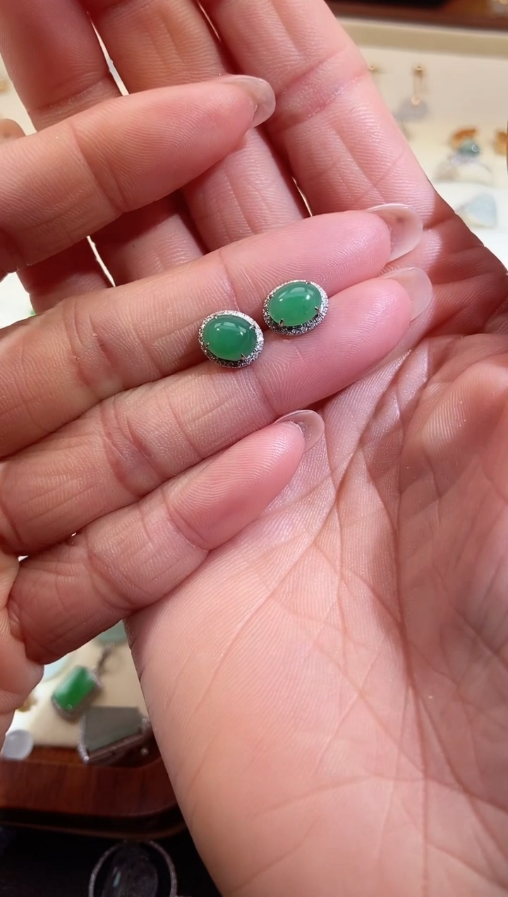 翡翠18K金镶嵌吊坠(不含链)11111111