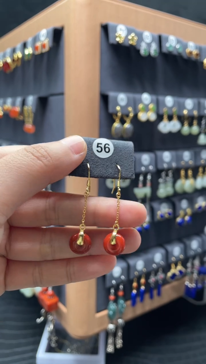 【闪购商品】南红玛瑙耳饰银S925镶嵌0056