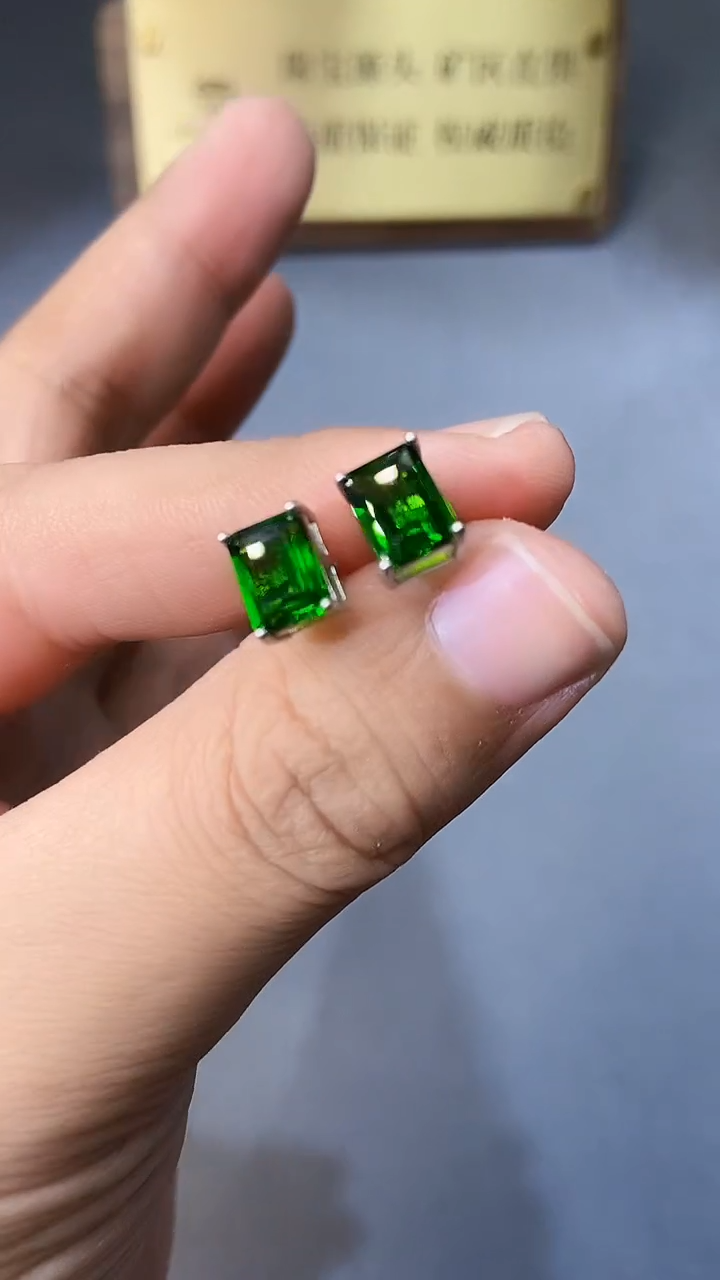 【闪购商品】透辉石耳饰银S925镶嵌354