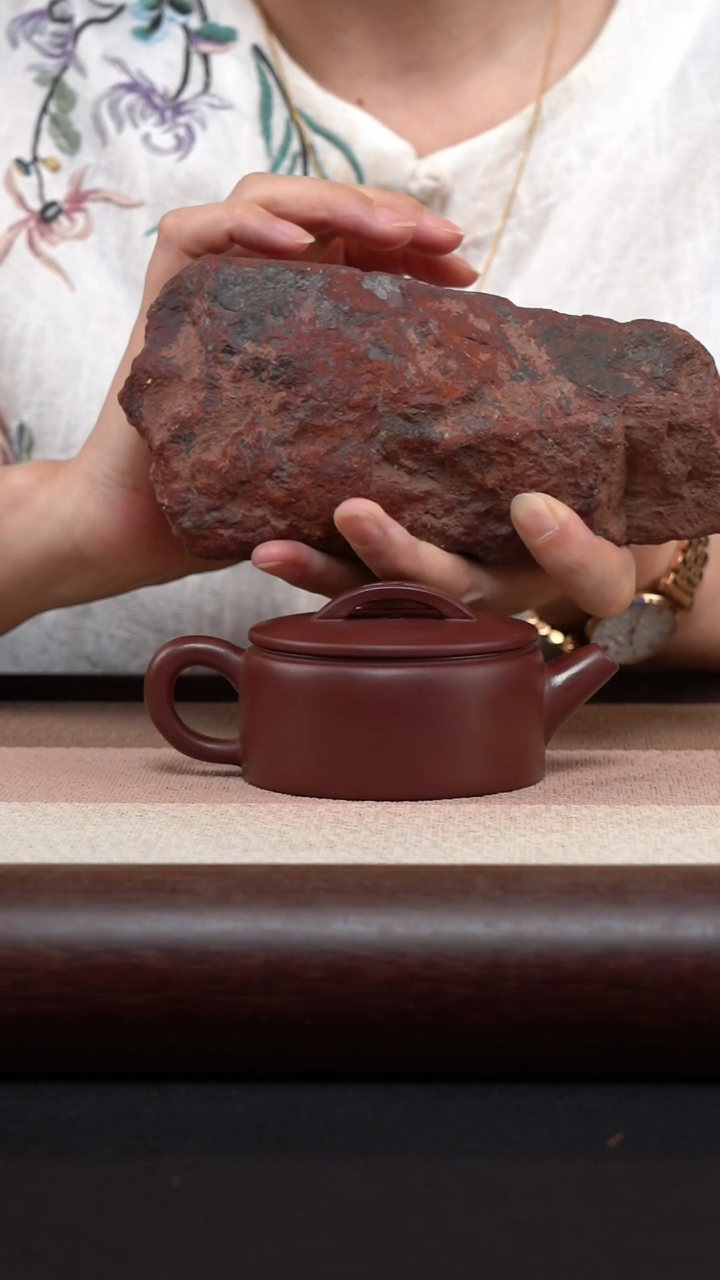 【闪购商品】紫砂茶壶平底汉瓦-龙血砂光MH-0989